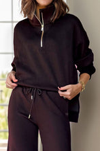 Load image into Gallery viewer, Half Zip Turtleneck Long Sleeve Top and Pants Set