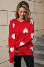 Load image into Gallery viewer, Angel Wings Heart Round Neck Dropped Shoulder Sweater
