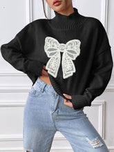 Load image into Gallery viewer, Bow Turtleneck Long Sleeve Sweater