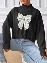 Load image into Gallery viewer, Bow Turtleneck Long Sleeve Sweater