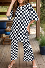 Load image into Gallery viewer, Checkered Round Neck Half Sleeve Top and Pants Set