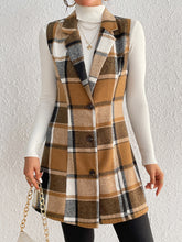 Load image into Gallery viewer, Honey Plaid Lapel Collar Vest