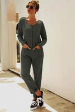 Load image into Gallery viewer, Buttoned Drop Shoulder Pocket Jumpsuit