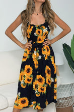 Load image into Gallery viewer, Smocked Sunflower Printed Sleeveless Cami Dress