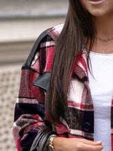 Load image into Gallery viewer, Pocketed Plaid Button Up Dropped Shoulder Shacket