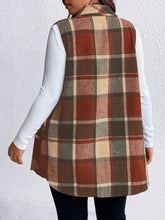 Load image into Gallery viewer, Honey Plus Size Pocketed Plaid Button Up Vest Coat