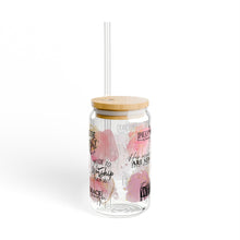 Load image into Gallery viewer, &quot;Walk By Faith&quot; 16oz Glass with Bamboo Lid and Straw