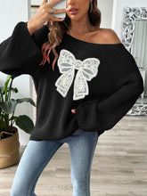 Load image into Gallery viewer, Bow Boat Neck Long Sleeve Sweater