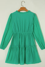 Load image into Gallery viewer, Frill V-Neck Long Sleeve Mini Dress