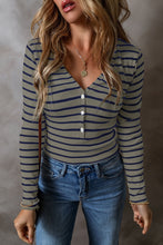 Load image into Gallery viewer, Striped V-Neck Long Sleeve Top
