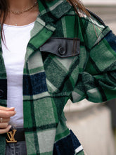 Load image into Gallery viewer, Pocketed Plaid Button Up Dropped Shoulder Shacket