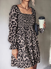 Load image into Gallery viewer, Leopard Smocked Flounce Sleeve Tiered Dress