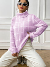 Load image into Gallery viewer, Plaid Turtleneck Long Sleeve Sweater