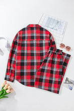 Load image into Gallery viewer, Plaid Long Sleeve Top and Pants Lounge Set