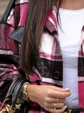 Load image into Gallery viewer, Pocketed Plaid Button Up Dropped Shoulder Shacket