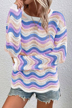 Load image into Gallery viewer, Contrast Wave Stripe Long Sleeve Sweater