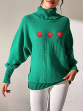 Load image into Gallery viewer, Heart Turtleneck Long Sleeve Sweater