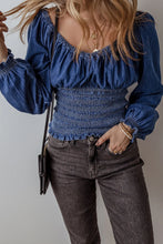Load image into Gallery viewer, Smocked Long Sleeve Denim Top