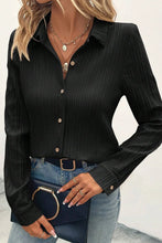 Load image into Gallery viewer, Textured Collared Neck Long Sleeve Shirt