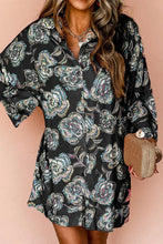 Load image into Gallery viewer, Printed Button Up Three-Quarter Sleeve Shirt Dress