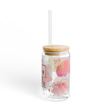 Load image into Gallery viewer, &quot;God is Within Her&quot; 16oz Glass with Bamboo Lid and Straw