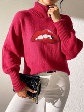 Load image into Gallery viewer, Lip Turtleneck Long Sleeve Sweater