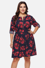 Load image into Gallery viewer, Plus Size Floral Print Half Zip Up Dress