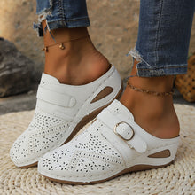 Load image into Gallery viewer, Suede Round Toe Wedge Sandals