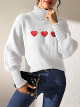 Load image into Gallery viewer, Heart Turtleneck Long Sleeve Sweater
