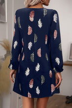 Load image into Gallery viewer, Feather Print V-Neck Dress