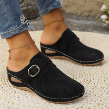 Load image into Gallery viewer, Suede Round Toe Wedge Sandals