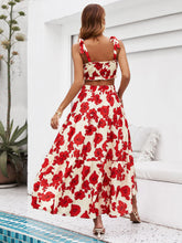 Load image into Gallery viewer, Honey Floral Tie Shoulder Top and Tiered Maxi Skirt Set