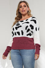 Load image into Gallery viewer, Plus Size Leopard Round Neck Long Sleeve Sweater