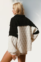 Load image into Gallery viewer, Double Take Quarter Button Contrast Long Sleeve Quilted Sweatshirt