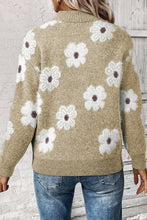 Load image into Gallery viewer, Flower Half Zip Long Sleeve Sweater