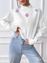 Load image into Gallery viewer, Flower Turtleneck Long Sleeve Sweater