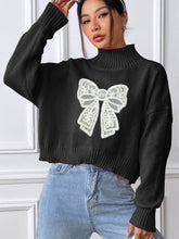 Load image into Gallery viewer, Bow Turtleneck Long Sleeve Sweater