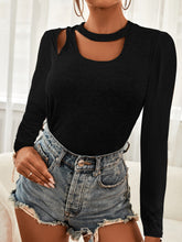 Load image into Gallery viewer, Cutout Long Sleeve Round Neck Top