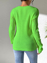 Load image into Gallery viewer, Openwork V-Neck Long Sleeve Sweater