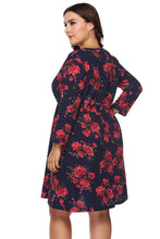 Load image into Gallery viewer, Plus Size Floral Print Half Zip Up Dress