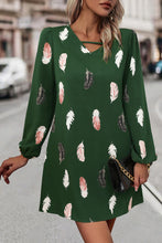 Load image into Gallery viewer, Feather Print V-Neck Dress
