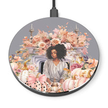 Load image into Gallery viewer, Flowers and Pumpkins Wireless Charger (Black Girl Design)