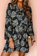 Load image into Gallery viewer, Printed Button Up Three-Quarter Sleeve Shirt Dress