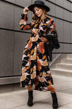 Load image into Gallery viewer, Printed Tie Neck Flounce Sleeve Dress