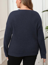 Load image into Gallery viewer, Plus Size Contrast Dropped Shoulder Long Sleeve Sweater