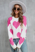 Load image into Gallery viewer, Angel Wings Contrast Heart Dropped Shoulder Long Sleeve Sweater