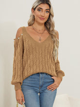 Load image into Gallery viewer, Cable-Knit Cold Shoulder Sweater