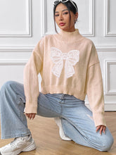 Load image into Gallery viewer, Bow Turtleneck Long Sleeve Sweater