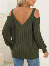 Load image into Gallery viewer, Cable-Knit Heart V-Neck Sweater