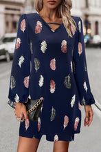 Load image into Gallery viewer, Feather Print V-Neck Dress